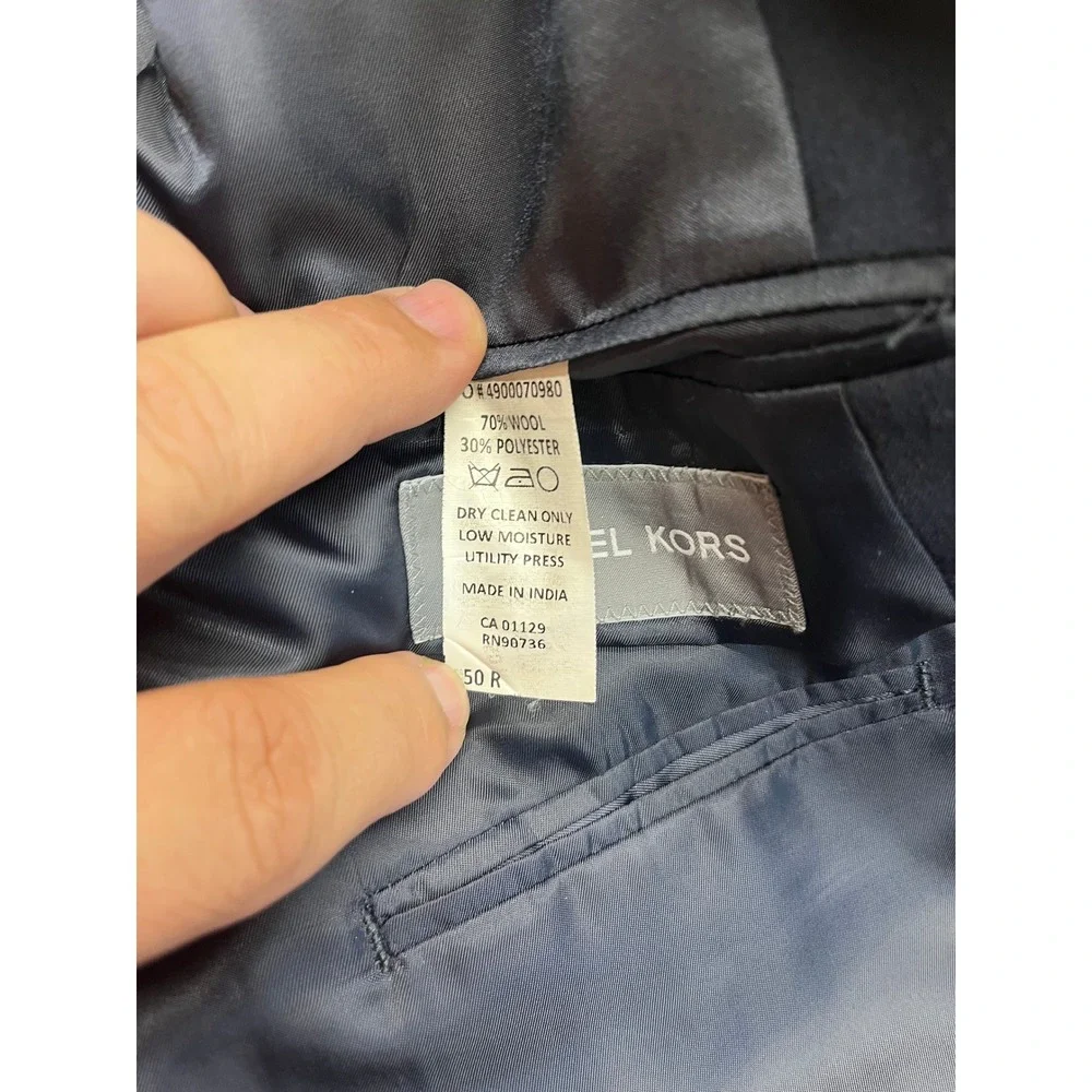 Michael Kors Mens Navy‎ Blue Wool Blend 2 Button Blazer Sport Coat 50R